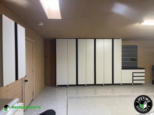 Residential Garage Epoxy Flooring and Cabinet Storage Solution in Tucson, Az