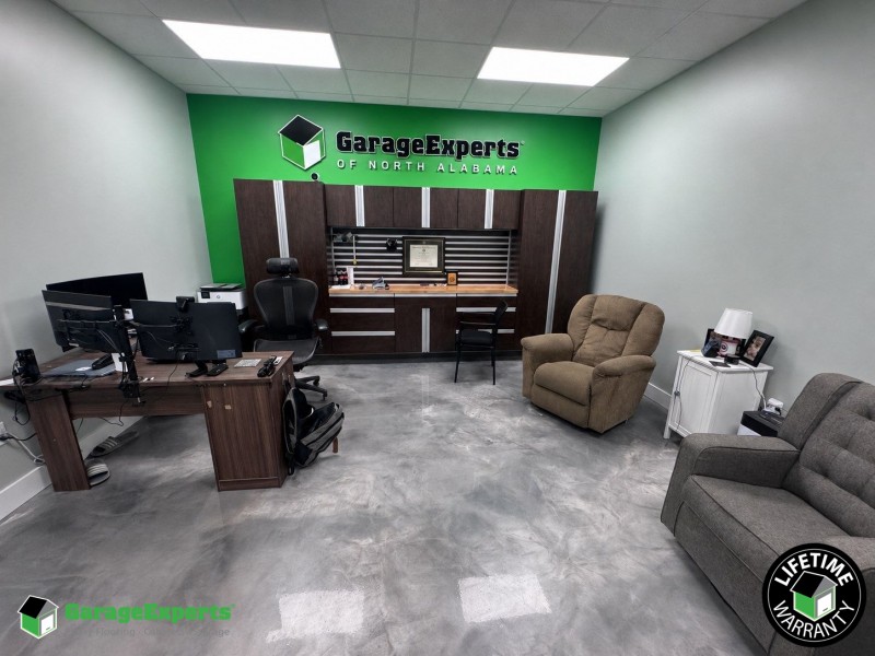 Commercial Office Epoxy Flooring and Cabinet Storage Solution in Huntsville, Al