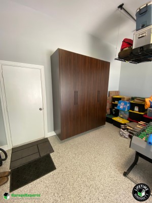 Residential Garage Epoxy Flooring and Cabinet Storage Solution in Cape Charles, Va