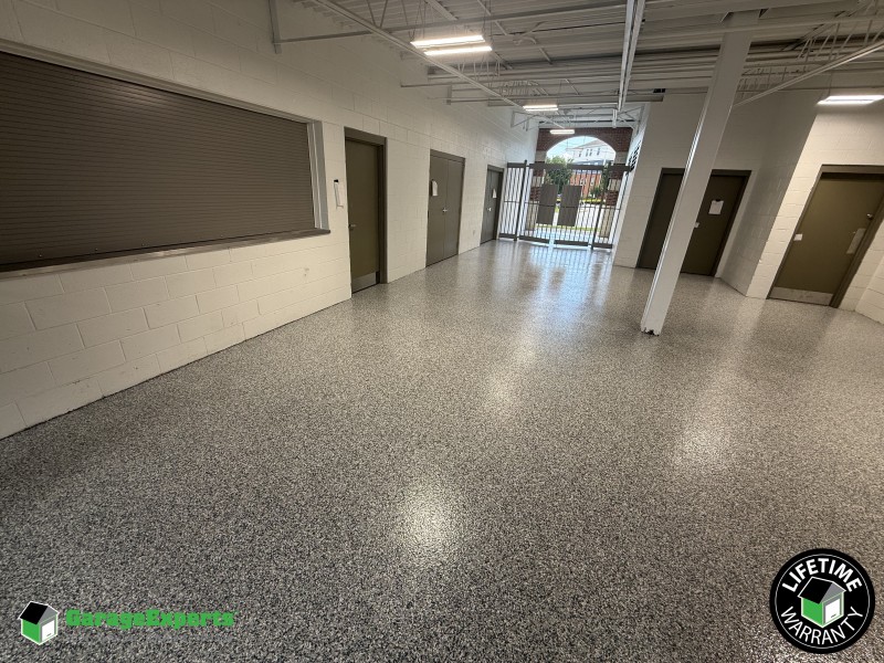 Commercial Football Stadium Bathrooms Locker Rooms Breezeways Epoxy Flooring in Hampton, Virginia