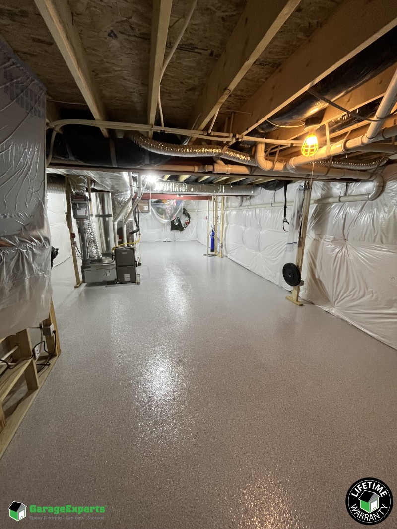 Residential Basement Epoxy Flooring in Williamsburg, Virginia Image