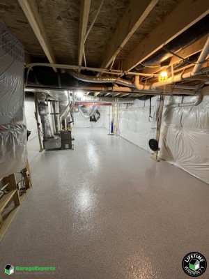 Residential Basement Epoxy Flooring in Williamsburg, Virginia
