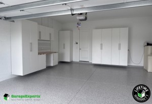 Residential Custom Epoxy Flooring and Cabinet Storage Solution in Port Saint Lucie Tradition, Fl