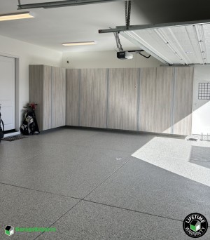 Residential Garage Epoxy Flooring and Cabinet Storage Solution in Kuna, Idaho