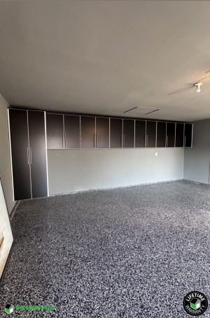 Residential Garage Epoxy Flooring and Cabinet Storage Solution in Southlake, Tx