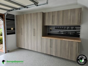 Residential Garage Epoxy Flooring and Cabinet Storage Solution in Chesapeake, Virginia
