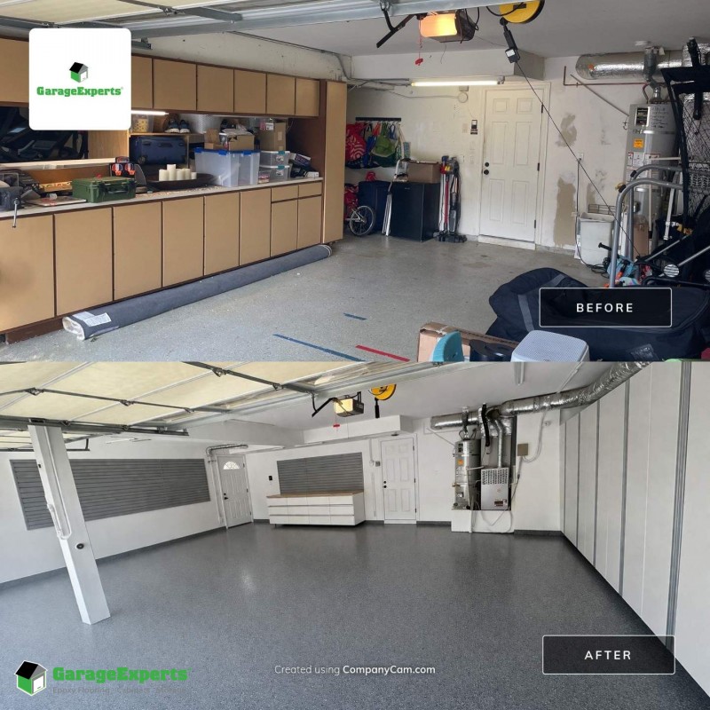 Residential Garage Epoxy Flooring and Cabinet Storage Solution in Laguna Hills, California Image