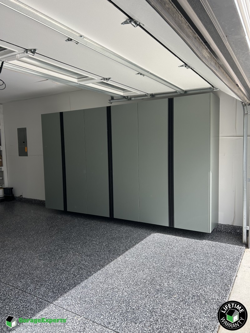 Residential Garage Epoxy Flooring and Cabinet Storage Solution in Meridian, Idaho Image