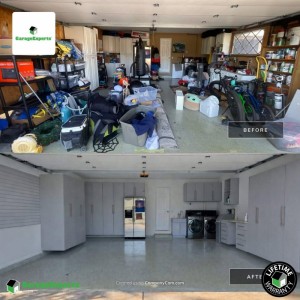 Residential Garage Epoxy Flooring and Cabinet Storage Solution in Tustin, California
