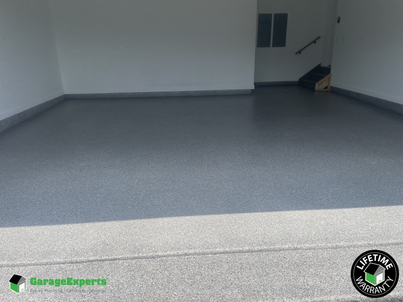 Residential Garage Epoxy Flooring and Cabinet Storage Solution in Harrisonburg, Virginia