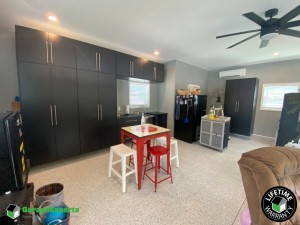 Residential Garage Epoxy Flooring and Cabinet Storage Solution in Suffolk, Virginia