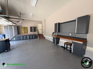Residential Garage Epoxy Flooring and Cabinet Storage Solution in Madison, Al