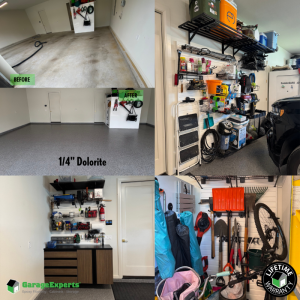 Residential Garage Epoxy Flooring and Cabinet Storage Solution in Broken Arrow, Ok