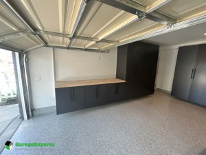 Residential Garage Epoxy Flooring and Cabinet Storage Solution in Orange, California