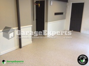 Residential Garage Epoxy Flooring and Cabinet Storage Solution in Matthews, Nc