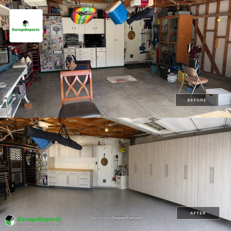 Residential Garage Epoxy Flooring and Cabinet Storage Solution in Mission Viejo, California