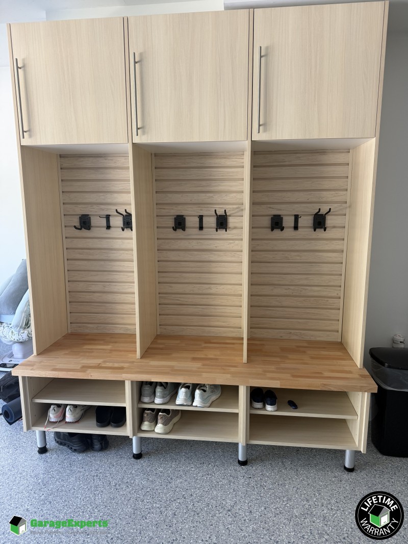 Residential Garage Epoxy Flooring and Cabinet Storage Solution in Wilmington, Nc
