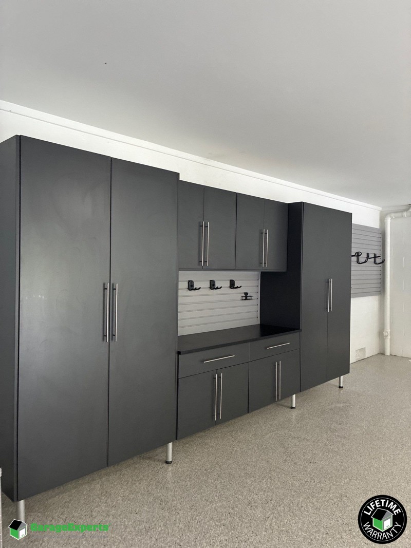 Residential Garage Epoxy Flooring and Cabinet Storage Solution in Hilton Head, Sc