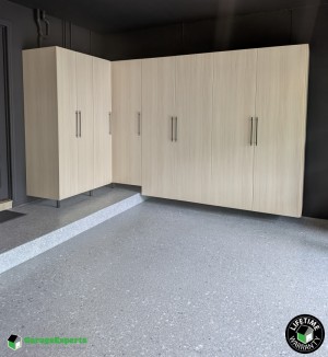 Residential Garage Epoxy Flooring and Cabinet Storage Solution in Boca Raton, Fl