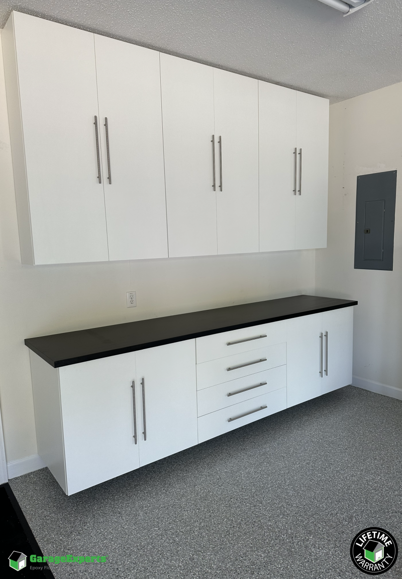 Residential Garage Epoxy Flooring and Cabinet Storage Solution in Wilmington, Nc Image