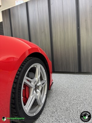 Residential Garage Epoxy Flooring and Cabinet Storage Solution in Fort Wayne, In