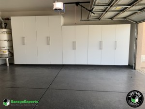 Residential Garage Epoxy Flooring and Cabinet Storage Solution in Fresno, Ca