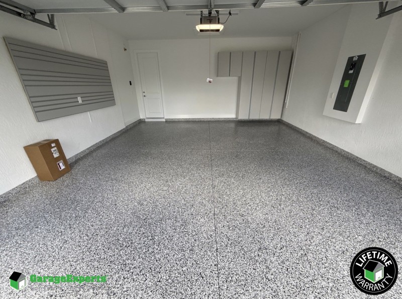 Residential Polyaspartic And Epoxy Flooring and Cabinet Storage Solution in Port Saint Lucie, Fl