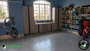 Residential Garage Epoxy Flooring and Cabinet Storage Solution in Waunakee, Wisconsin