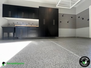 Residential Garage Epoxy Flooring and Cabinet Storage Solution in Wheaton, Il