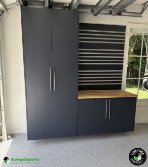 Residential Polyaspartic And Epoxy Flooring and Cabinet Storage Solution in Jupiter, Fl